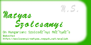 matyas szolcsanyi business card